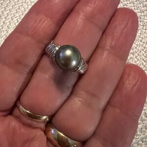 Genuine Tahitian Black Cultured Pearl .925 Silver Ring